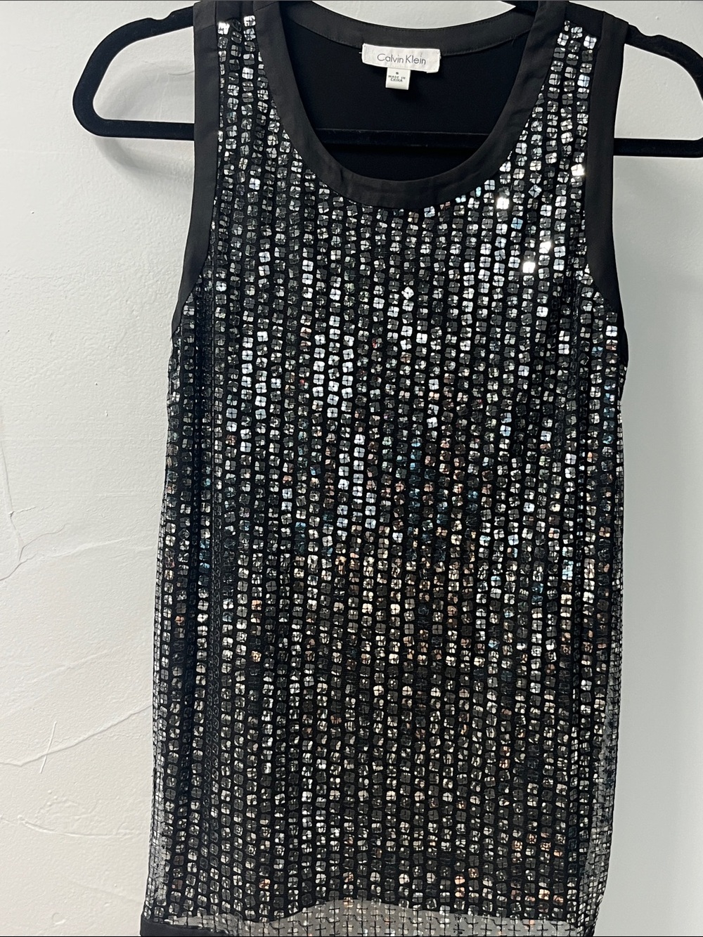 Calvin Klein Black Sequin Sleeveless Tank- size Small